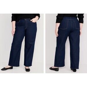 NWT Old Navy WOW Wide Leg Jeans Womens Sz 20 Blue Dark Wash High Rise